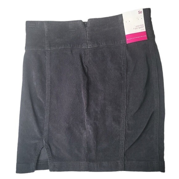SO Black Corduroy Skirt High Waist Front Slit Juniors Size 5/27W - Picture 3 of 6